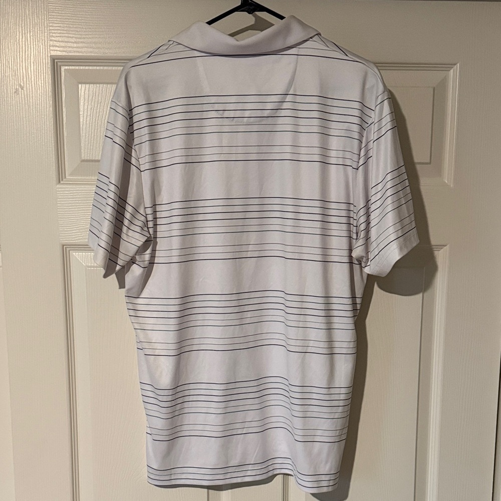 PGA Tour Men's Polo Shirt - White with Subtle Gray Lines - Picture 3 of 3